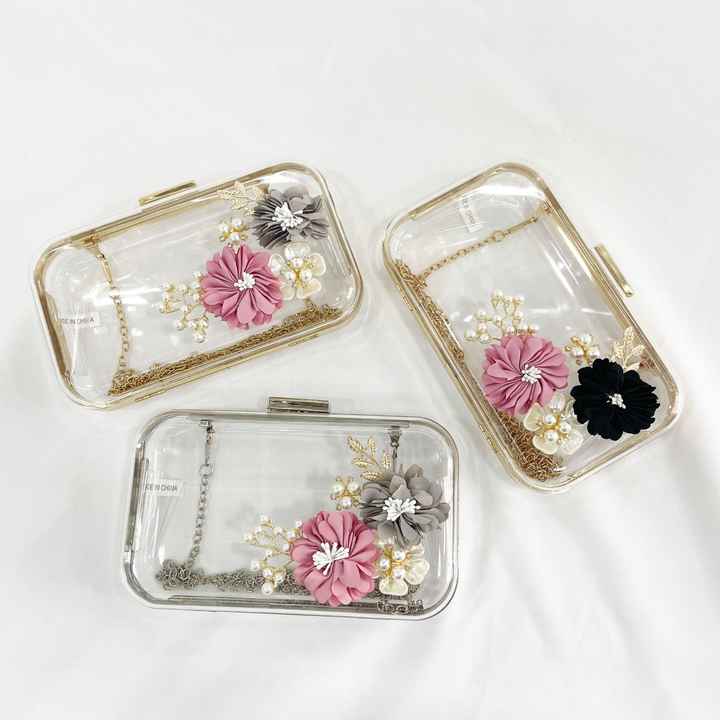 Clear Acrylic Floral Handbags and Purses for Women 