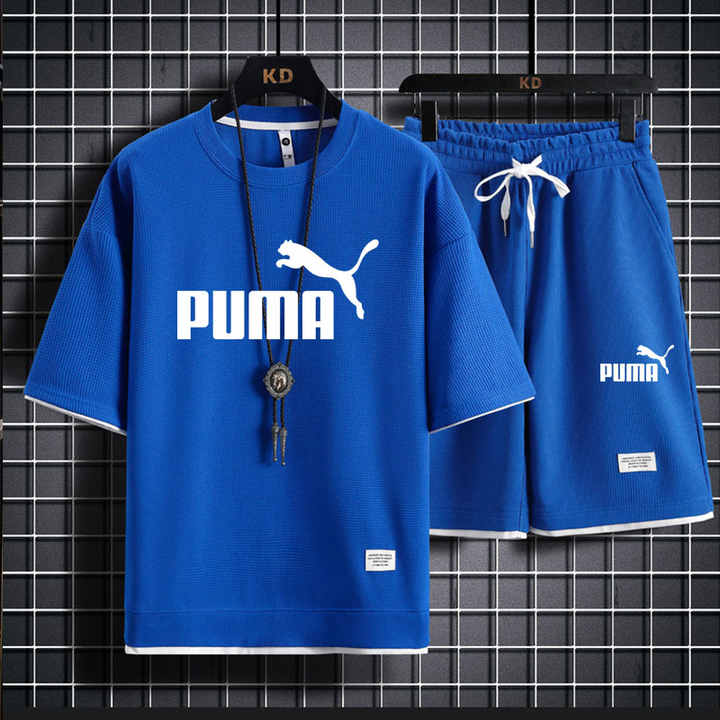 High Quality Men's Short Sleeve Top and T-Shirt Set Durable Breathable for Summer Outdoor Activities Printed Pattern 