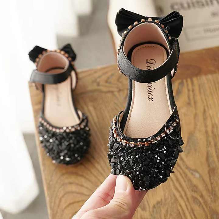 أحذية للفتيات نصف صنادل بنعل ناعم من حجر . Girls' Shoes Half Sandals with Rhinestone