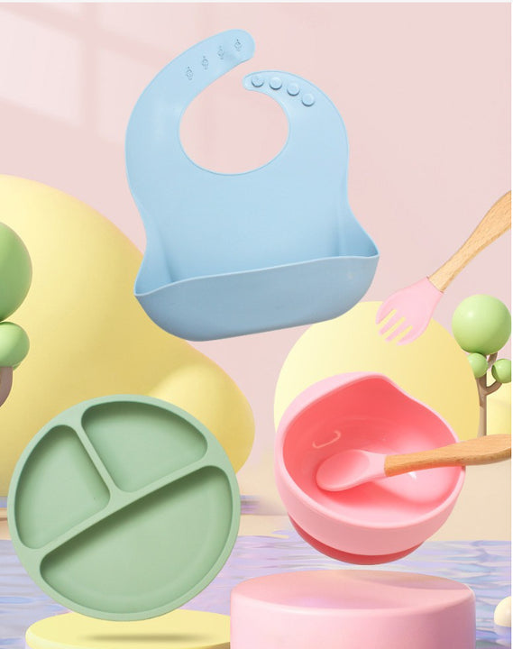 Bpa Free Non-spill Strong-مجموعة ملاعق وأطباق تغذية الأطفال