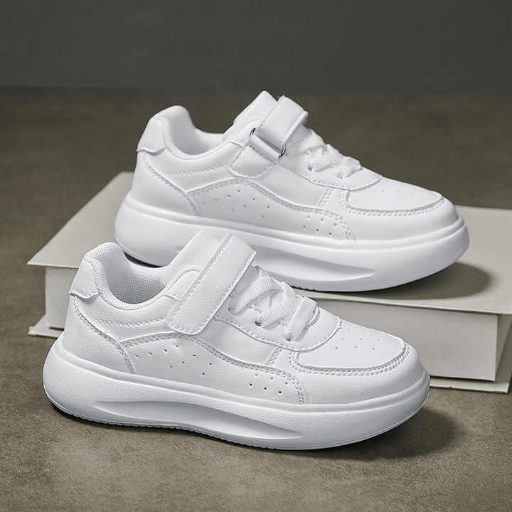 أحذية أطفال للربيع أحذية رياضية بيضاء جديدة من . Spring Children's Shoes New White Leather