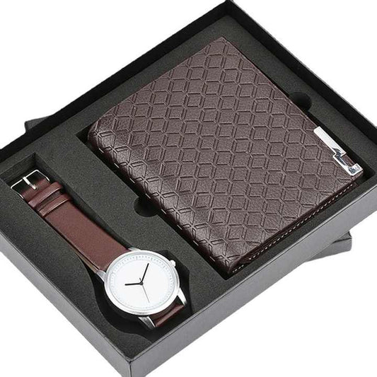 مجموعة محفظة ساعة تعبئة رائعة للرجال . Exquisite Men's Watch Packing Wallet Set Personalized