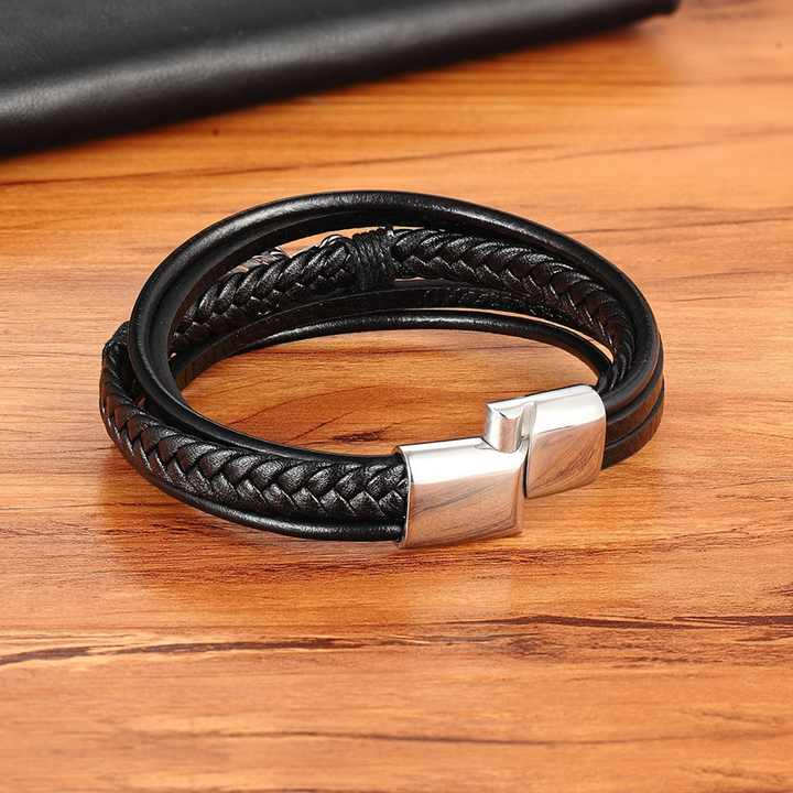 Men's Multilayer Leather Feather Bracelet 