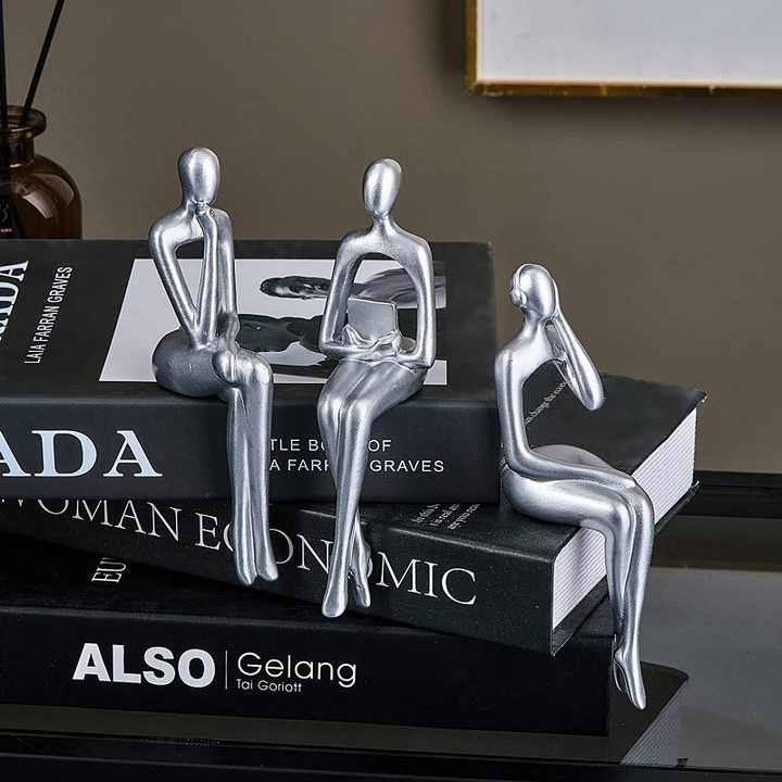3 قطعة الحديثة ديكور الجلوس المفكر تمثال مجردة . 3 Piece Modern Decor Sitting Thinker Abstract Statue