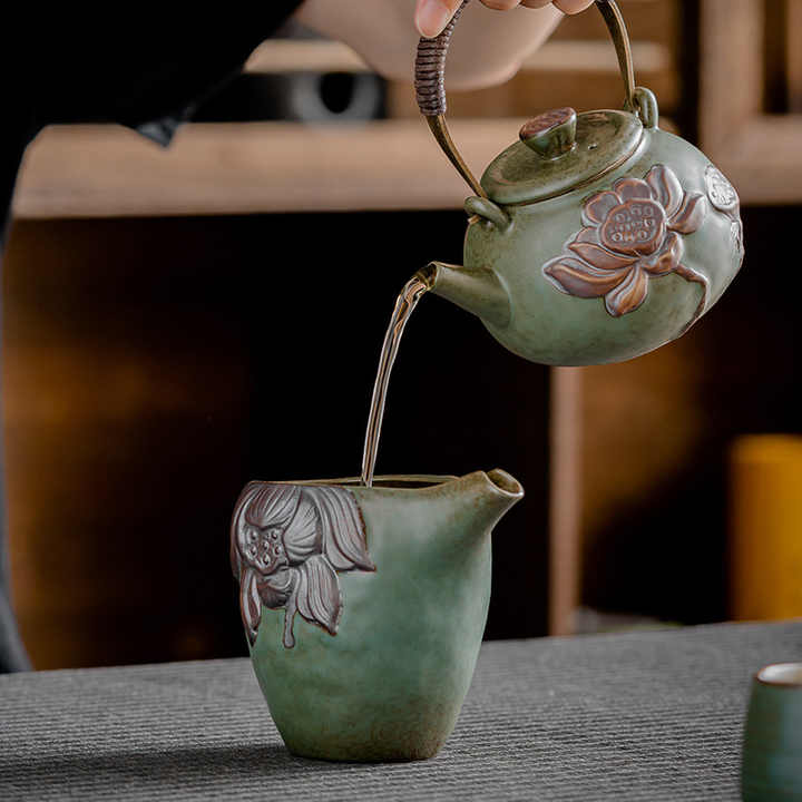 Retro Kung Fu Design Pottery Teapot Set 