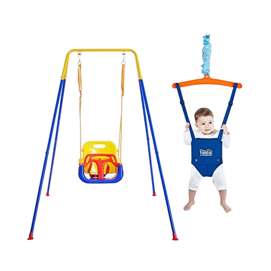 Toddler Swing Set Easy Assembly- FUNLIO 2 1 شديدة التحمل للاستخدام الداخلي/الخارجي للأطفال