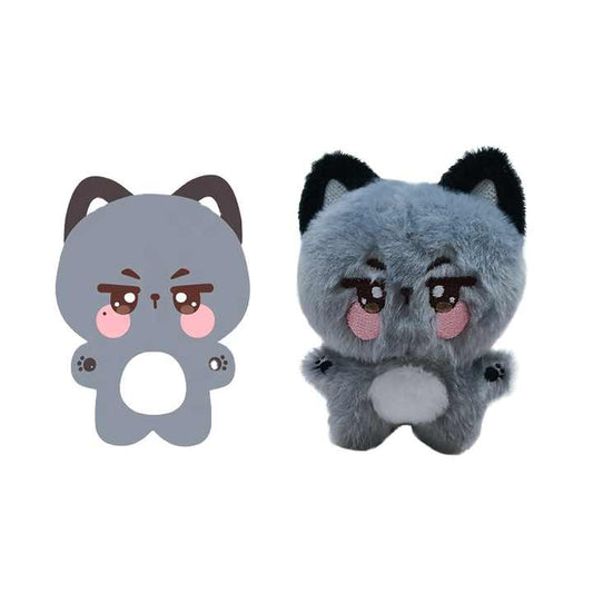Doll Machine Doll Plush Toyسلسلة مفاتيح على شكل قطة رمادية- 10
