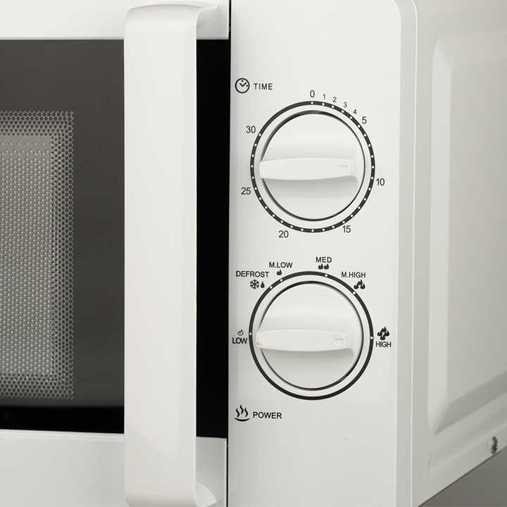 فرن ميكروويف كهربائي كبير 20 لتر بتحكم ميكانيكي في المطبخ مع صوت تشغيل/إيقاف Large 20L Electric Microwave Oven with Mechanical Kitchen Control and On/Off Sound
