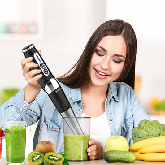 خلاط يدوي صغير 4 في 1 لاسلكي لعصائر الطازجة خلاط مطبخ محمول يدوي كهربائي احترافي4 in 1 Mini Cordless Hand Blender for Fresh Juices Professional Electric Handheld Portable Kitchen Blender