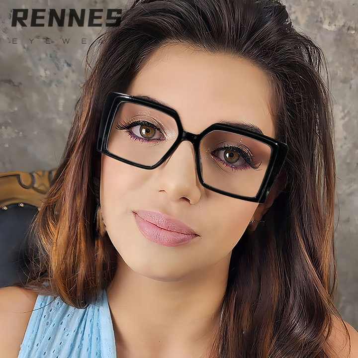 Anti-blue light PC rectangular color blocking glasses for men and women, the same design as students' myopia glasses 