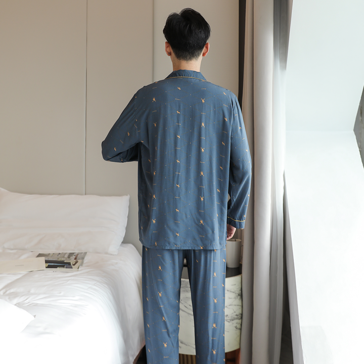 New men's cotton pajamas with sleeves 