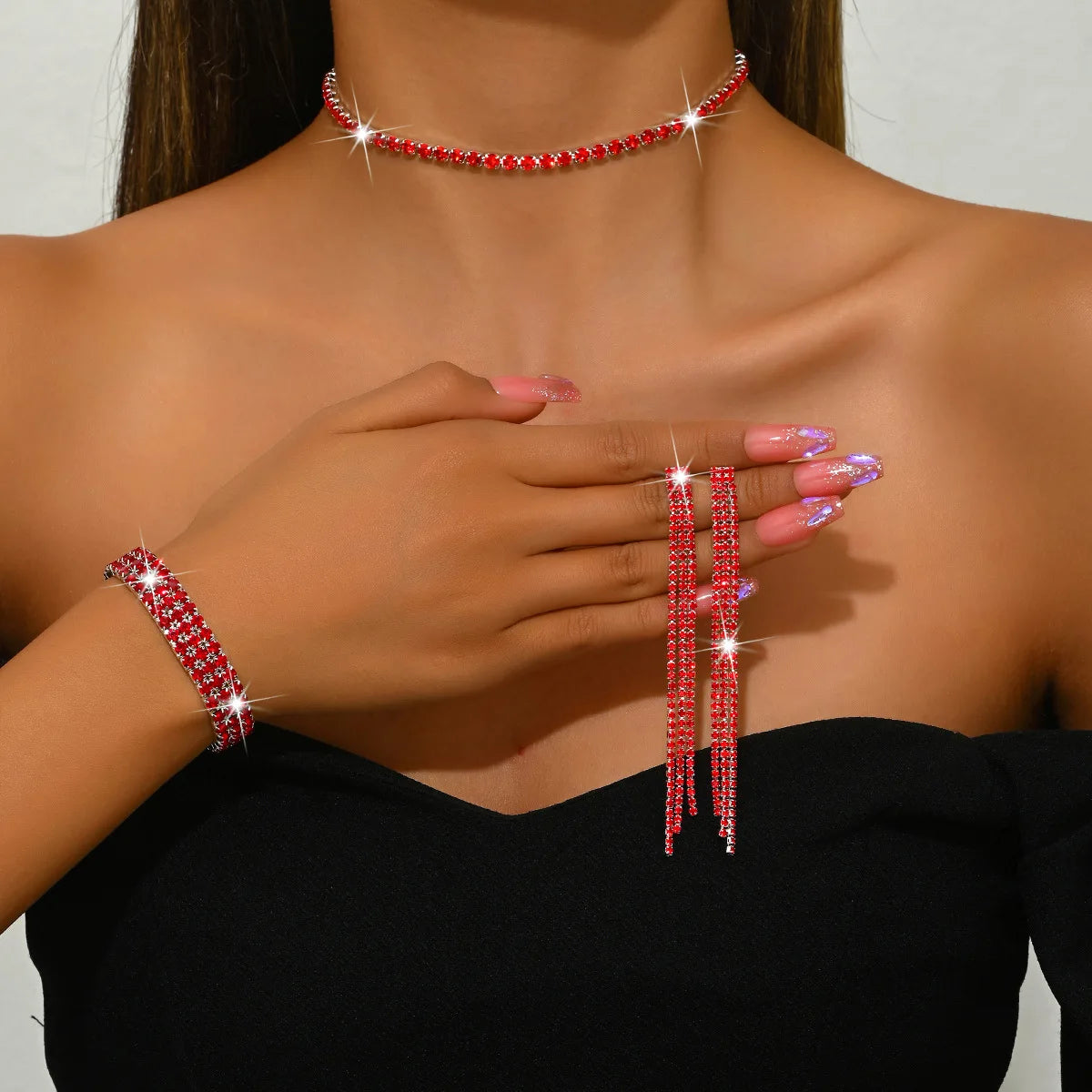 Necklace, bracelet and ring set 