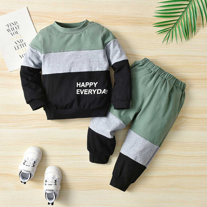Boys' 2-piece pants and long-sleeved T-shirt 