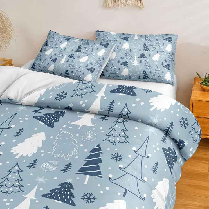 Luxury Crystal Christmas Duvet Cover Set 90g Blue 
