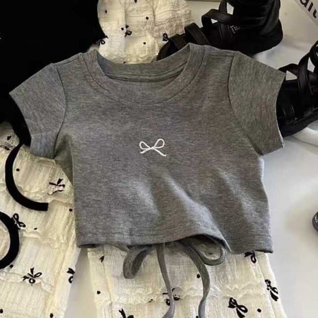 CL6446 New Fashion Lovely Design Short Sleeve Shirt and Wide Leg Pants 2 Piece Set for Little GirlsCL6446 موضة جديدة تصميم جميل قميص قصير الأكمام وبنطال واسع الساق مجموعة من قطعتين للفتيات الصغيرات