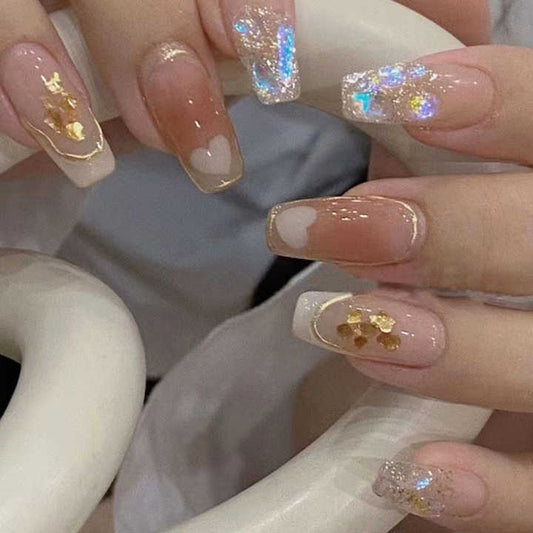 Charming Pink Short Square Artificial Nails 