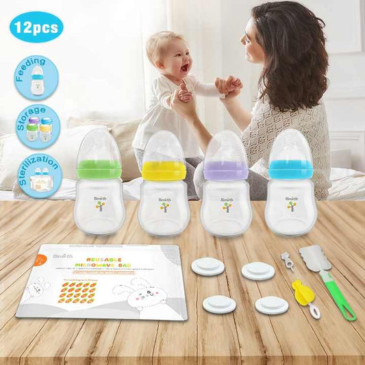 مجموعة ملونة من زجاجات إرضاع الأطفال حديثي الولادة مكونة من 12 قطعة زجاجة حليب مجموعة هدايا Colorful 12-Piece Newborn Baby Feeding Bottle Set Milk Bottle Gift Set