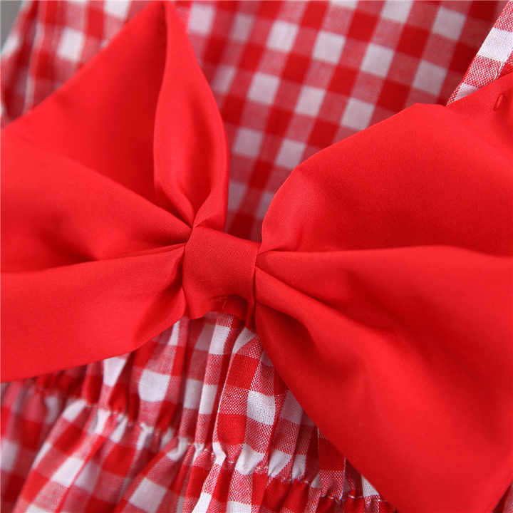Baby Girl Dress Print Plaid Bow Summer-فستان بناتي مطبوع