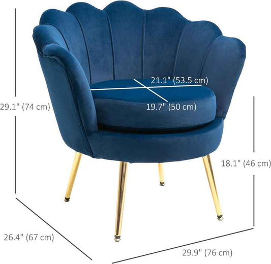 Modern club chair with velvet touch and gold metal legs for bedrooms and living rooms 