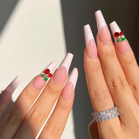 Diamond Pink Leopard Print Long Coffin Nails 