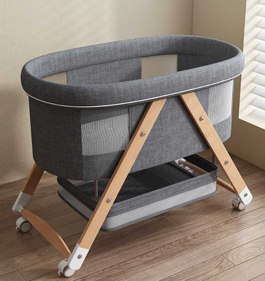Modern Design Foldable Cotton and Wood Baby Bed 