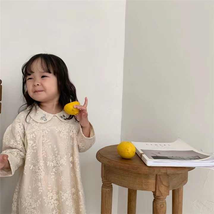 Girls' Dresses Autumn Kids Lapel Lace-فساتين بنات خريف