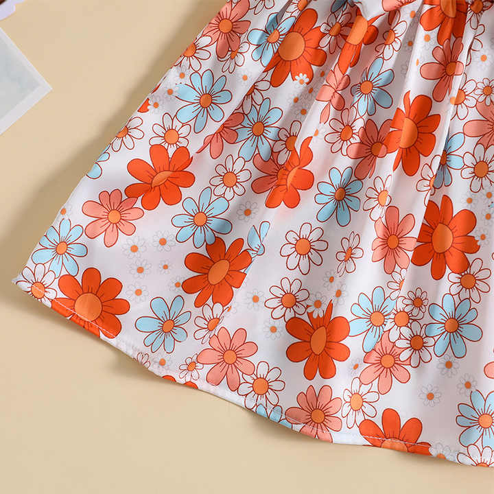 Top Selling Girls Summer Dresses Cute Design Baby Girls Clothes Set 1-6 Years Girls Floral Dress 
