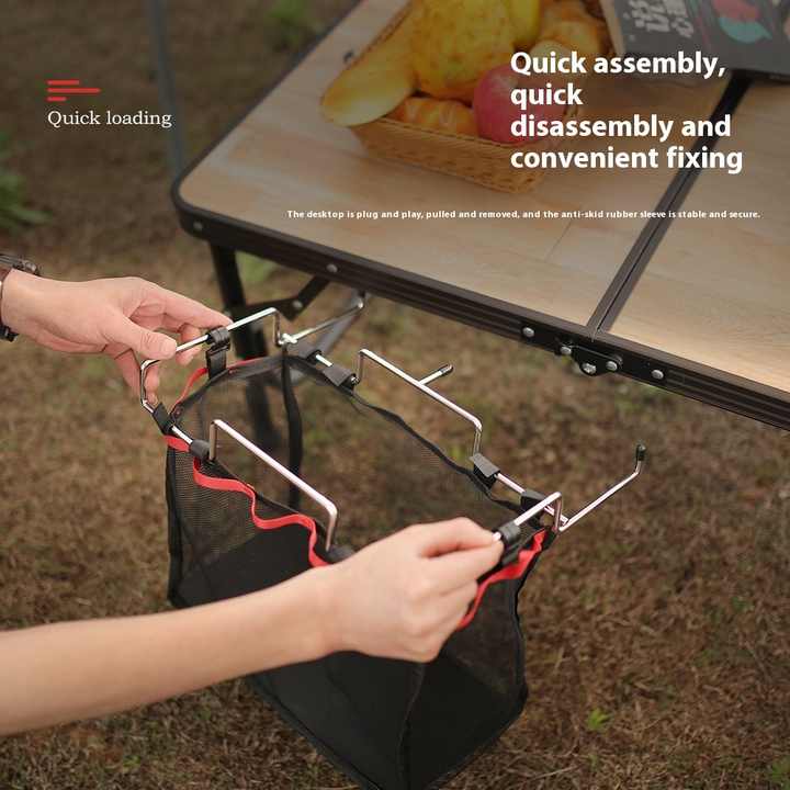 Portable Foldable Camping Storage Mesh Rack Organizer Outdoor Picnic Table Mesh Bag for Travel Kitchen 