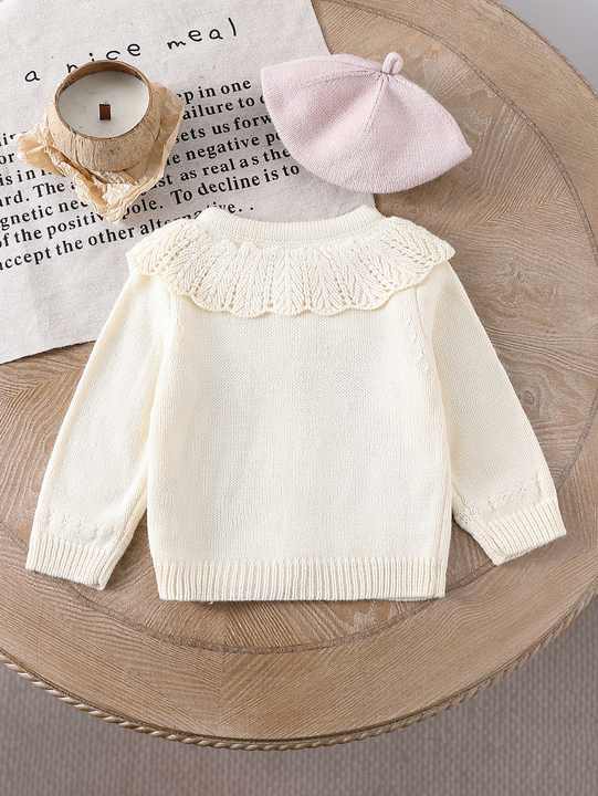 Casual Knitted Sweater with Cardigan Embroidered-سترة محبوكة كاجوال
