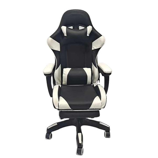 Pro High Back Swivel Chair with Built-in Neck Pillow Black and White for Home Office 
