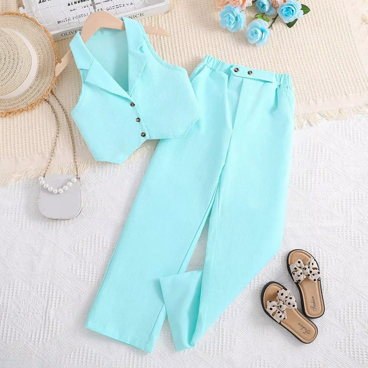 Korean Style Girls Rose Flower Clothes, Girls Color Matching Suit 
