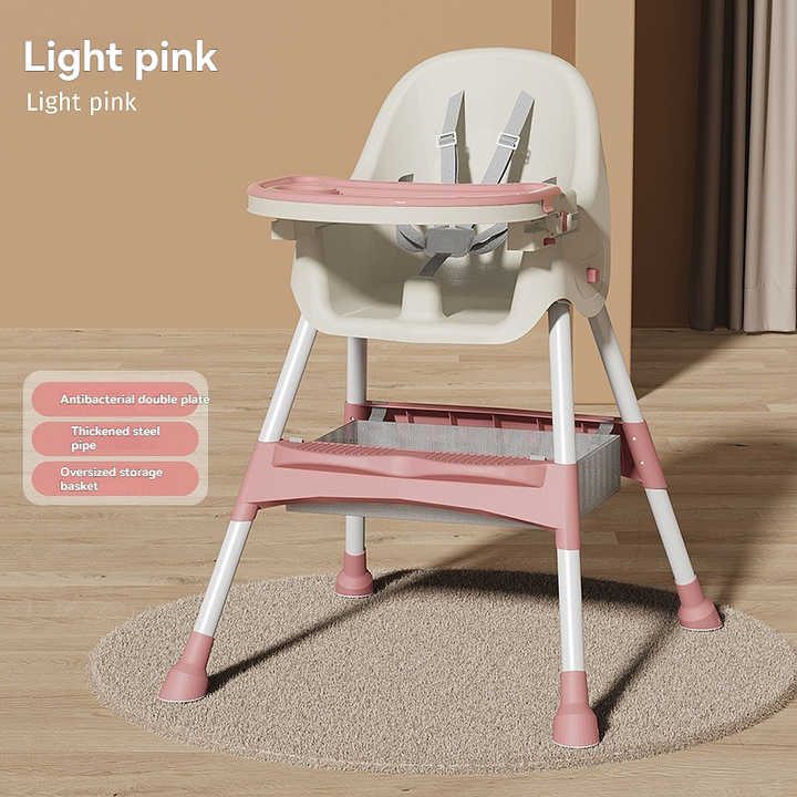 Easy Fold Adjustable High Chair for Baby Feeding/Unique Portable Plastic Baby Dining Chair with Wheels 