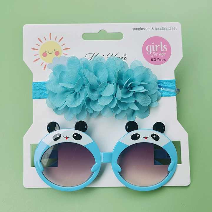 مجموعة نظارات شمسية للأطفال عصابة رأس . Kids Sunglasses Set Headband Eye Protection Cute