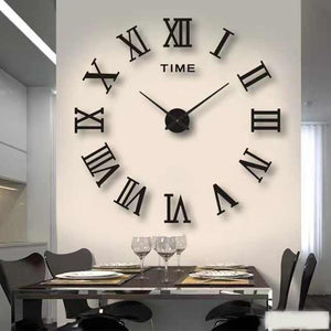 Large Home Decor Frameless 3D Digital European Style Wall Clock 
