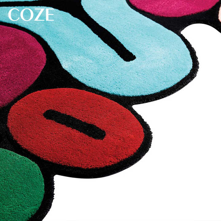 Special Shaped Cubo Rug Made of Nordic Wool with Color Contrast Upscale Rug for Living Room Sofa 