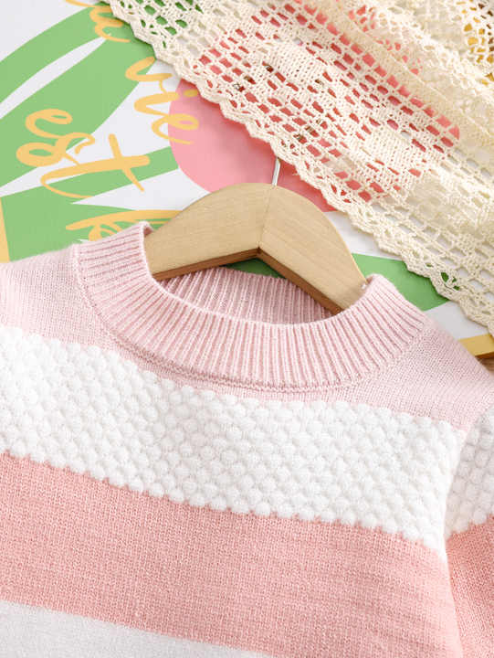 Casual Daily Outgoing in Spring ODM Supply for Children- فستان محبوك بأكمام طويلة ورقبة مرقعة