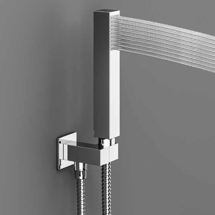 Remove hidden chrome square cold water shower