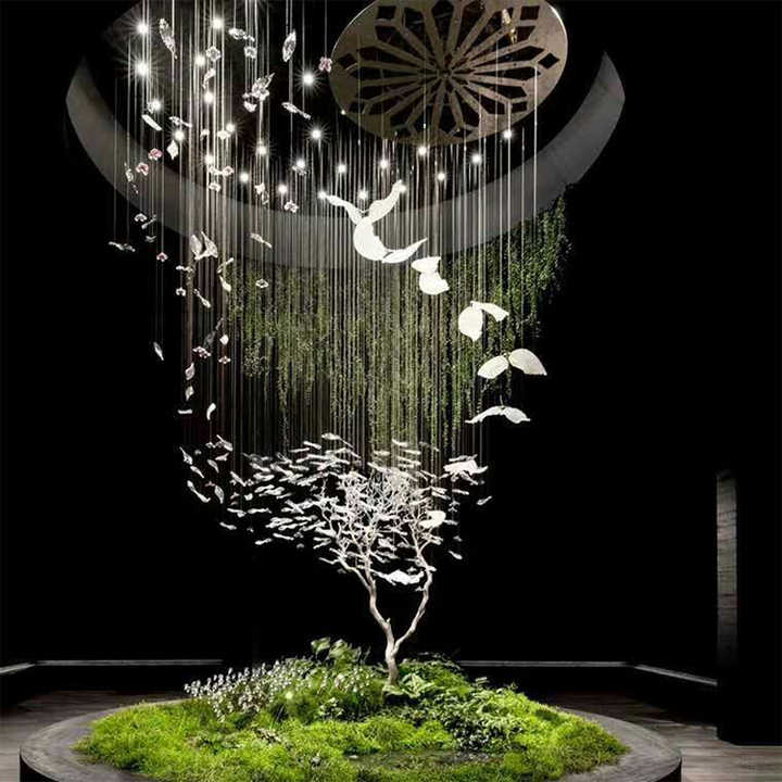Modern Hotel Lobby Luxury Decorative Lighting Glass Bird Shape Led Ceiling Chandelier Pendant Light 