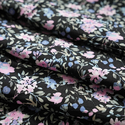 Skin-Friendly Pajamas and Shirt Clothing Fabric قماش حرير قطني مطبوع عليه زهور باللونين