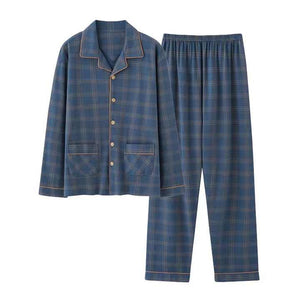 Men's Autumn Plus Size Pajama Set with Collar 