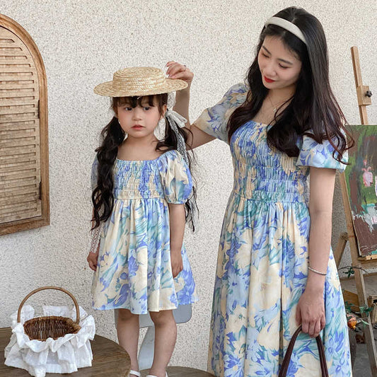 Custom Cotton Mother and Daughter Dresses Clothes for Family Matching Outfits Dress Shirt Parent-Child Family Matching Clothesمخصص القطن الأم وابنته فساتين الملابس للأسرة مطابقة الزي اللباس قميص الوالدين والطفل الأسرة مطابقة الملابس
