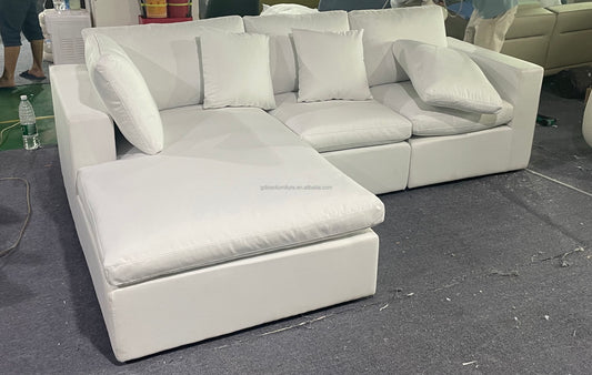 أريكة سحابية بيضاء متعددة المقاعد