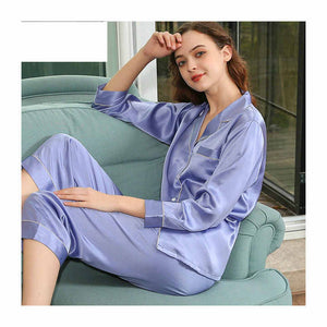 Natural silk long-sleeved pajama set