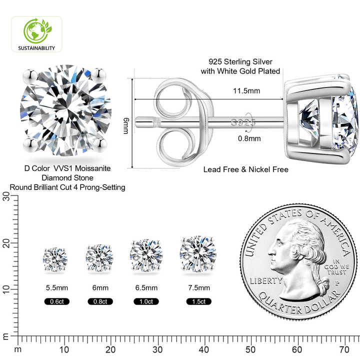 Sterling Silver Fine Jewelry Moissanite- الفضة الإسترلينية