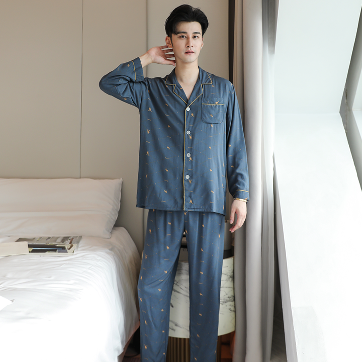 New men's cotton pajamas with sleeves 