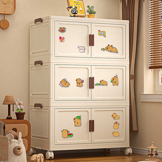 1-5 Layers Large Capacity Transparent White Foldable Plastic Cabinets 