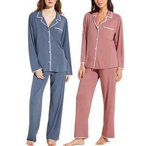 Big Sale Women's Long Sleeve Pajama Set Modal Cotton Pajamas for Women Sleepwear 2 Piece Button Down Pajama Set 