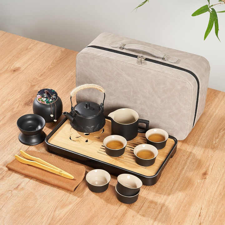 Chinese Porcelain Travel Teapot, Portable Teapot Set with 