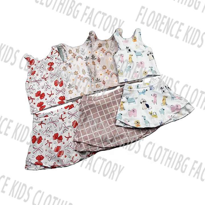 Tennis Clothing Eco-Friendly Four-Way Stretch- أطقم رياضية مخصصة للبنات، ملابس يوجا تنس للأطفال الصغار