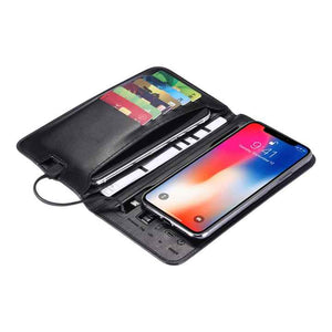 محفظة جلدية أصلية فاخرة للرجال مزودة بشاحن . Luxury Genuine Leather Men's Wallet with 6800mAh